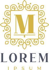 Luxury Square Decorative Letter M Logo Template