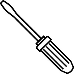 flathead screwdriver outline vector illustration line art