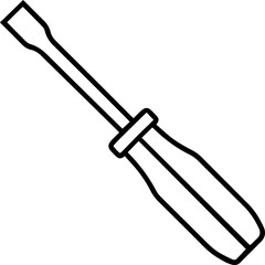 flathead screwdriver outline vector illustration line art