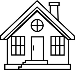 Cottage outline vector illustration line art