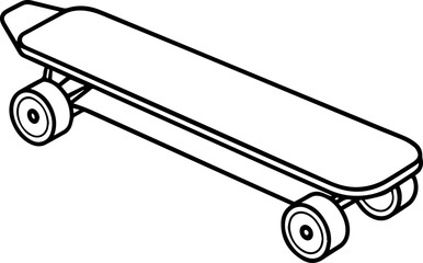 skateboard outline coloring book page line art vector illustration digital drawing