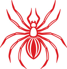 Spider Silhouette Line Art Vector Illustration On White Background