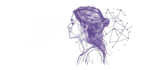 Fototapeta premium Illustration of woman in deep thought and creativity.