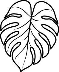 Monstera leaves outline coloring book page vector illustration line art drawing