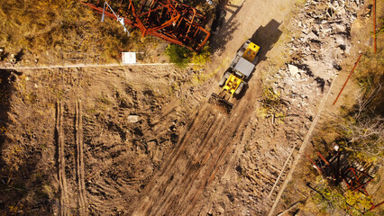 Aerial View of Construction Site with Heavy Equipment