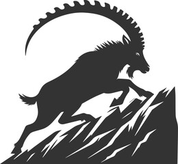 Mountain goat ibex animal vector drawing