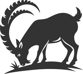 Mountain goat ibex animal vector drawing