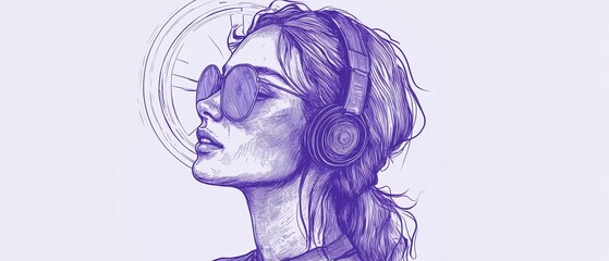 Fototapeta premium Woman enjoying music with headphones on.