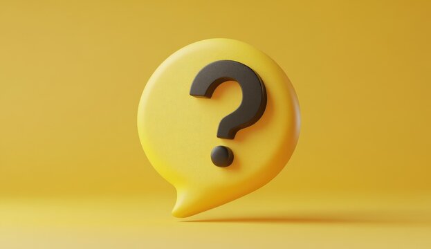 Yellow speech bubble with a black question mark (1)