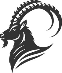 Mountain goat ibex animal vector drawing