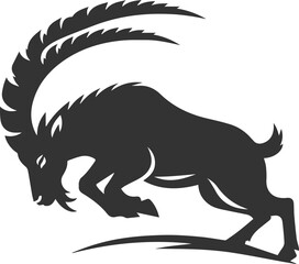 Mountain goat ibex animal vector drawing