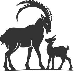 Mountain goat ibex animal vector drawing