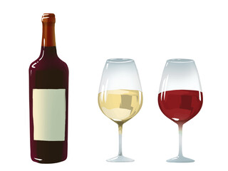 ワインボトルとワイングラス