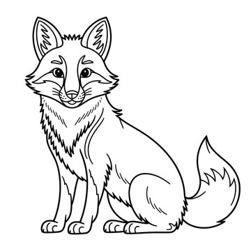 vector image of a fox coloring page line art