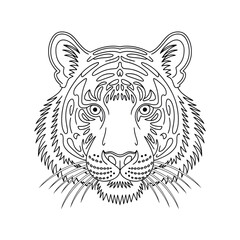 tiger head vector illustration coloring page 
