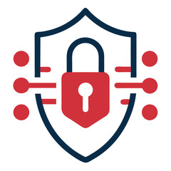 Data security shield icon red and blue