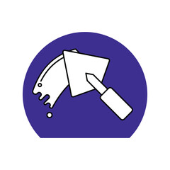 Trowel lineal color line icon with white background vector stock illustration