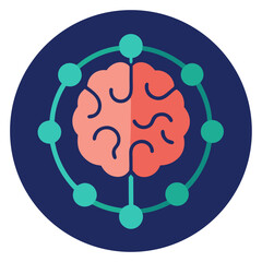 Human brain connected network icon graphic