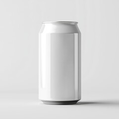 Blank white aluminum can on a plain background