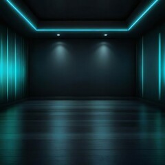 empty stage with red curtains and spotlights