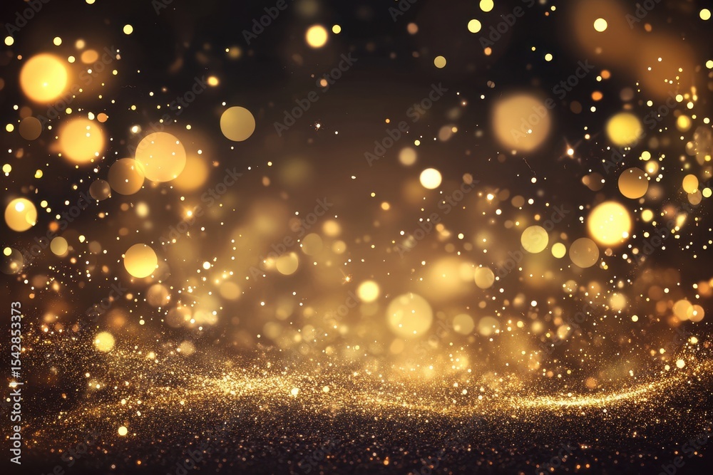 Poster golden bokeh lights create a warm and inviting atmosphere in a festive setting, golden bokeh lights 