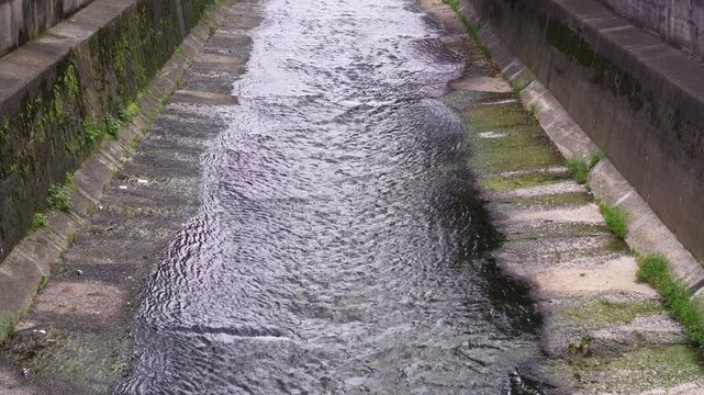 Urban Kanda River Flowing Through Tokyo, Japan &ndash; No Audio