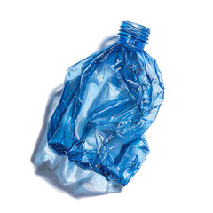 Fototapeta premium Crushed Blue Plastic Bottle Recycling Waste
