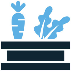 Vegetable garden icon vector showing fresh produce growing. Excellent for themes of home gardening, healthy eating, sustainability, fresh food, and natural cultivation.