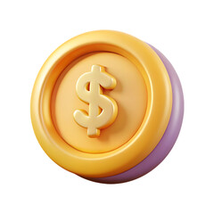 3d render of a gold dollar coin isolated against a solid black background