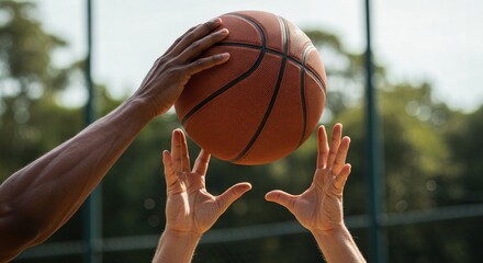 Hand in perfect shooting form just after ball release, fingers bent in follow-through motion, ball slightly above fingertips, isolated with subtle shadow base