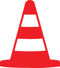 Simple Red and White Traffic Cone Icon