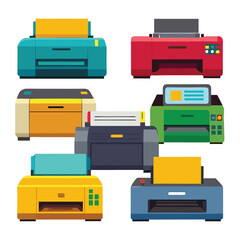  Six printer set isolated on white background
