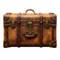 Vintage Leather Trunk Antique Travel Chest,