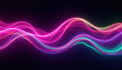 Neon duotone waves create vibrant visual experience with hot pink and teal hues, evoking sense of energy and movement