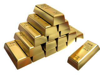 golden gold bars isolated for background - 3d rendering
