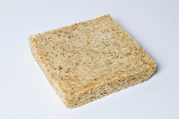 Close up view of one whole wheat sliced bread with abstract product background. Isolated on white. Clipping path.