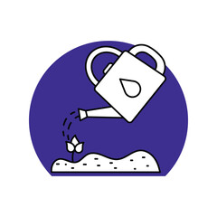 Watering Can lineal color line icon with white background vector stock illustration