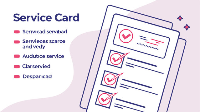 Illustration of a service card with checkmarks on a checklist indicating completed tasks and services done