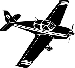 Piper Cherokee Single-Engine Plane Silhouette on Transparent Background