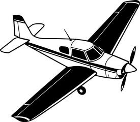 Piper Cherokee Single-Engine Plane Silhouette on Transparent Background