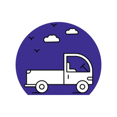 Pickup Truck lineal color line icon with white background vector stock illustration