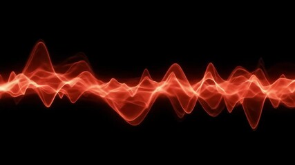 Abstract red energy wave on black background, representing technology and science. - Powered by Adobe
