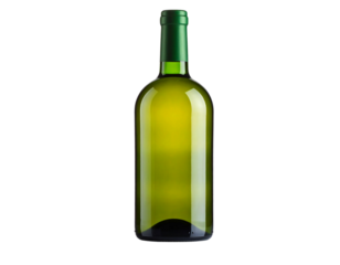 Green wine bottle with a green cap 
