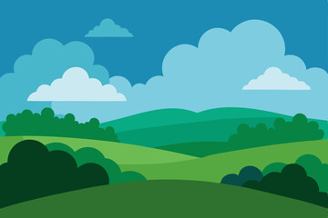 Fototapeta premium Serene Rolling Hills Landscape A Picturesque Summer Day in the Countryside