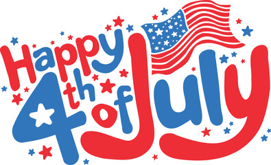 4th of July Independence Day Banner – USA Celebration with Fireworks on Blue Background