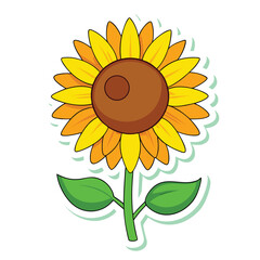 sunflower sticker on white background