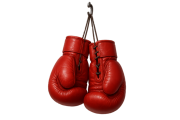 Red Boxing Gloves Isolated on Transparent Background