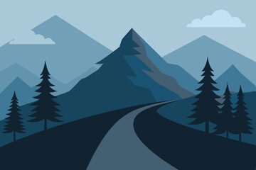 Fototapeta premium Serene Mountain Road A Journey Through Majestic Peaks and Tranquil Landscapes