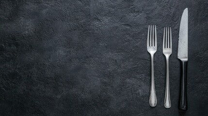 Dark textured surface with silverware