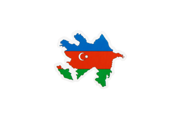 Azerbaijan Map with National Flag Colors